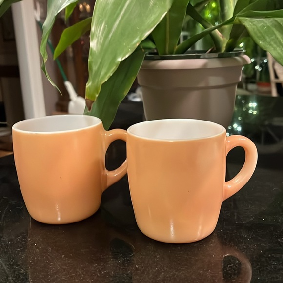 Vintage Hazel Atlas Beige / Brown Milk Glass Coffee Mug - Set of 2 - Picture 4 of 6